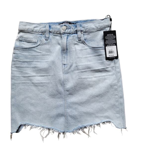 Hudson lulu denim jean pencil skirt raw hem light wash NWT - Picture 5 of 10